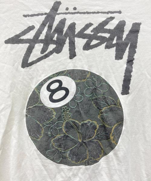 stussy（ステューシー）stussy (ステューシー) 8ボールプリントTシャツ ホワイト サイズ:SMALLの古着・服飾アイテム
