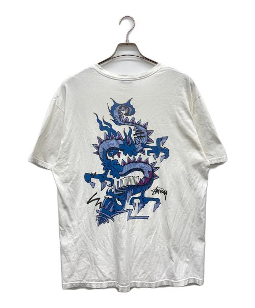 stussy（ステューシー）stussy (ステューシー) ドラゴンプリントTシャツ ホワイト サイズ:Lの古着・服飾アイテム