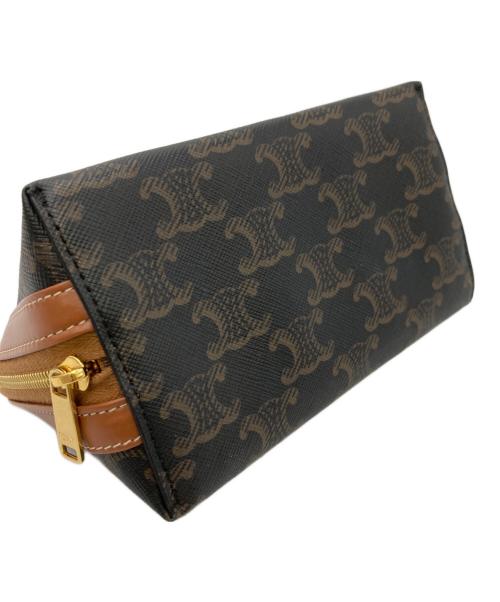 CELINE（セリーヌ）CELINE (セリーヌ) PVCスモールコスメポーチ ブラウンの古着・服飾アイテム