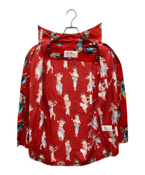 Aloha Blossom（アロハブロッサム）Aloha Blossom (アロハブロッサム) アロハシャツ　HULA GIRL レッド サイズ:Sの古着・服飾アイテム