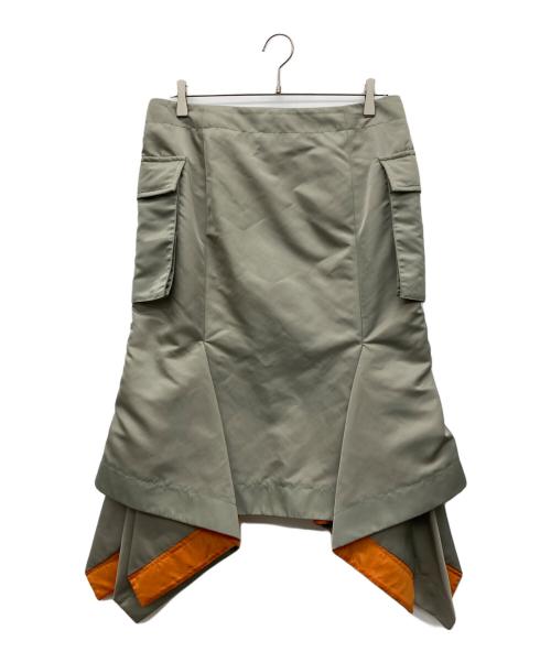 sacai（サカイ）sacai (サカイ) Nylon Twill Skirt カーキ サイズ:3の古着・服飾アイテム