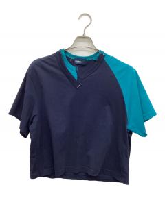 中古・古着通販】KOLOR (カラー) ドッキングTシャツ ネイビー サイズ:1
