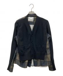 sacai（サカイ）の古着「Plaid Print x Knit Cardigan」｜マルチカラー