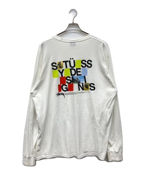stussy（ステューシー）stussy (ステューシー) モアイプリント長袖カットソー ホワイト サイズ:XLの古着・服飾アイテム