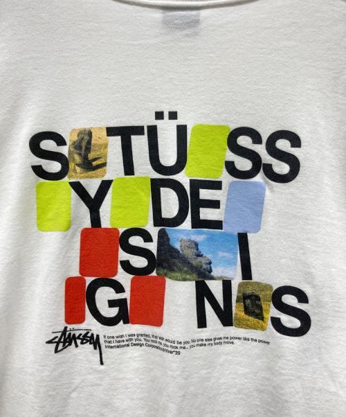 stussy（ステューシー）stussy (ステューシー) モアイプリント長袖カットソー ホワイト サイズ:XLの古着・服飾アイテム