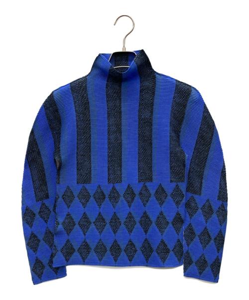 me ISSEY MIYAKE（ミーイッセイ ミヤケ）me ISSEY MIYAKE (ミーイッセイ ミヤケ) 長袖ハイネックプリーツカットソー ブルー サイズ:-の古着・服飾アイテム