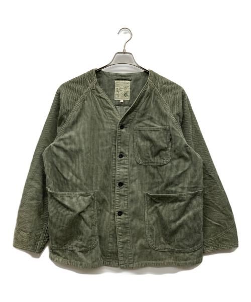 GO HEMP（ゴーヘンプ）GO HEMP (ゴーヘンプ) コーデュロイ ノーカラー カバーオール グリーン サイズ:Mの古着・服飾アイテム