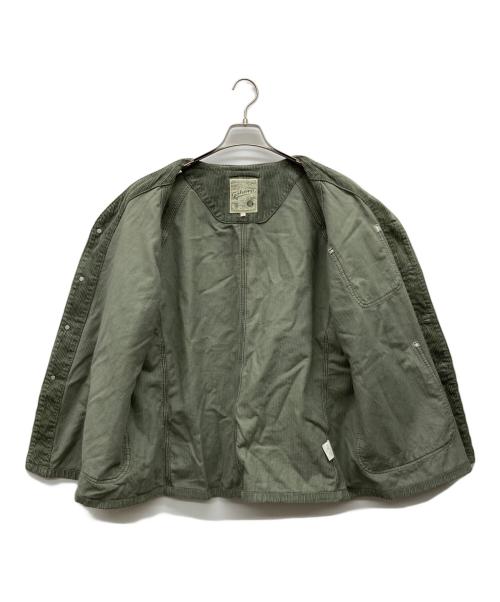 GO HEMP（ゴーヘンプ）GO HEMP (ゴーヘンプ) コーデュロイ ノーカラー カバーオール グリーン サイズ:Mの古着・服飾アイテム