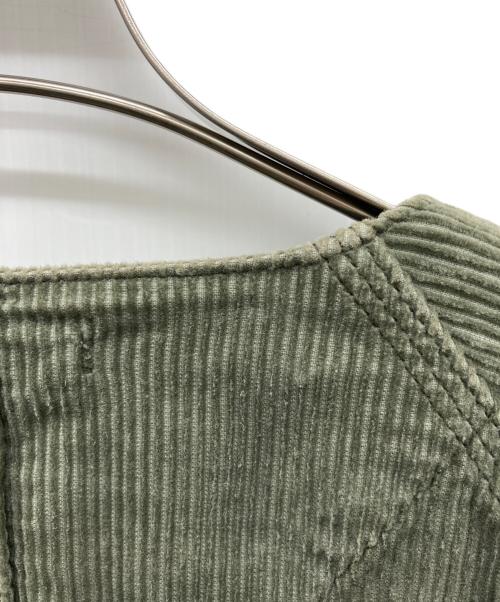 GO HEMP（ゴーヘンプ）GO HEMP (ゴーヘンプ) コーデュロイ ノーカラー カバーオール グリーン サイズ:Mの古着・服飾アイテム