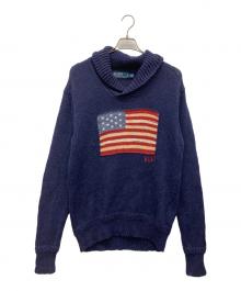 POLO RALPH LAUREN（ポロ・ラルフローレン）の古着「星条旗ニット」｜ネイビー