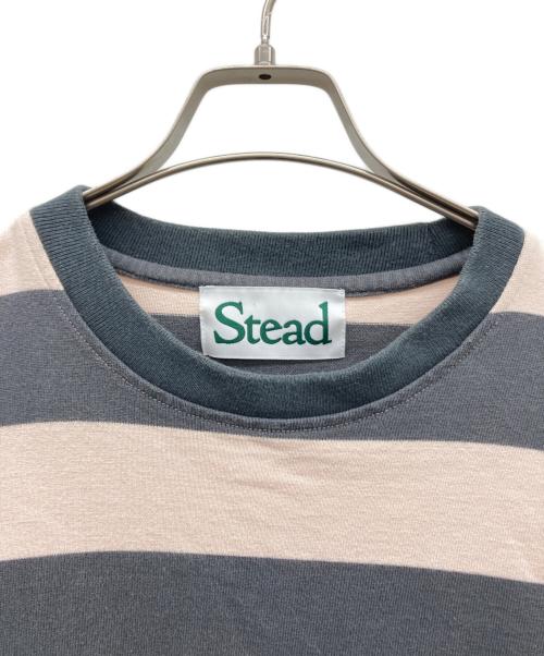 STEAD（ステッド）STEAD (ステッド) ロングスリーブボーダーカットソー グレー×ピンク サイズ:Lの古着・服飾アイテム