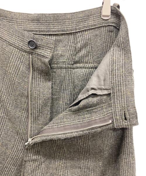 YOHJI YAMAMOTO REGULATION（ヨウジヤマモトレギュレーション）YOHJI YAMAMOTO REGULATION (ヨウジヤマモトレギュレーション) PARADISE W/CHECK R-FRILL SLEEVE PANTS ブラウン サイズ:2の古着・服飾アイテム