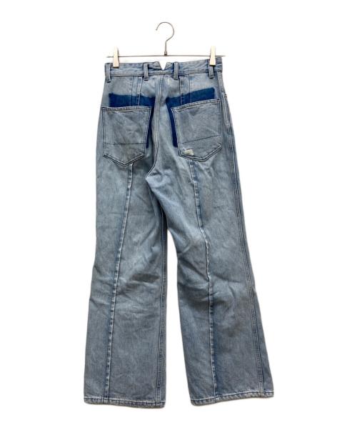woadblue（ウォードブルー）woadblue (ウォードブルー) HW Semi Wide Flare TUCK Pants インディゴ サイズ:24の古着・服飾アイテム