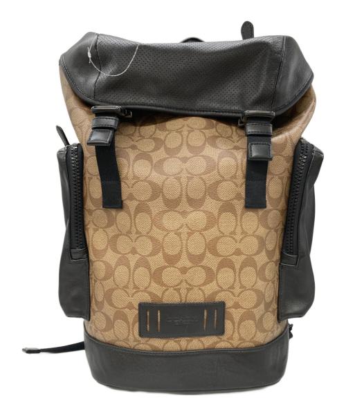 COACH（コーチ）COACH (コーチ) Ranger Backpack in Signature Canvas ブラック×ベージュの古着・服飾アイテム