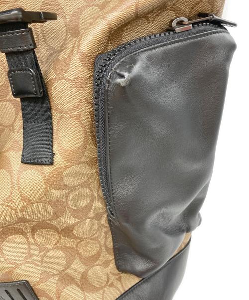 COACH（コーチ）COACH (コーチ) Ranger Backpack in Signature Canvas ブラック×ベージュの古着・服飾アイテム