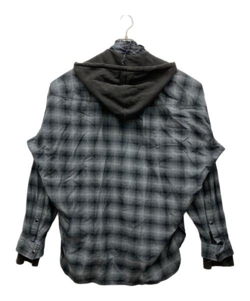 Maison MIHARA YASUHIRO（メゾン ミハラ ヤスヒロ）Maison MIHARA YASUHIRO (メゾン ミハラ ヤスヒロ) Hoodie Combine Checkered Shirt グレー サイズ:46の古着・服飾アイテム