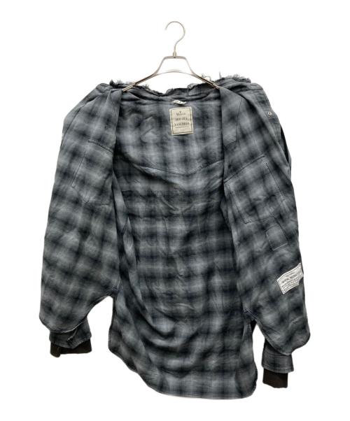 Maison MIHARA YASUHIRO（メゾン ミハラ ヤスヒロ）Maison MIHARA YASUHIRO (メゾン ミハラ ヤスヒロ) Hoodie Combine Checkered Shirt グレー サイズ:46の古着・服飾アイテム
