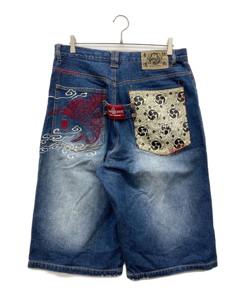 DOG TOWN（ドッグ タウン）DOG TOWN (ドッグ タウン) 00s ロゴ刺繍デニムハーフパンツ インディゴ サイズ:LARGEの古着・服飾アイテム