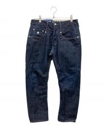 Denham（デンハム）の古着「クロスバック ボタンフライ ストレートデニムパンツ」｜インディゴ