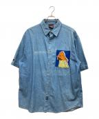 FUBUフブ）の古着「ビッグシャツ」｜ブルー