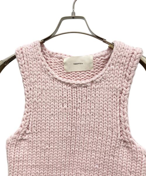 TODAYFUL（トゥデイフル）TODAYFUL (トゥデイフル) Hand Knit Vest ピンク サイズ:Fの古着・服飾アイテム