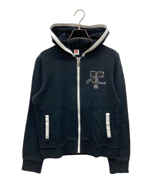 courreges 21（クレージュ２１）courreges 21 (クレージュ２１) ジップパーカー ブラック サイズ:38の古着・服飾アイテム