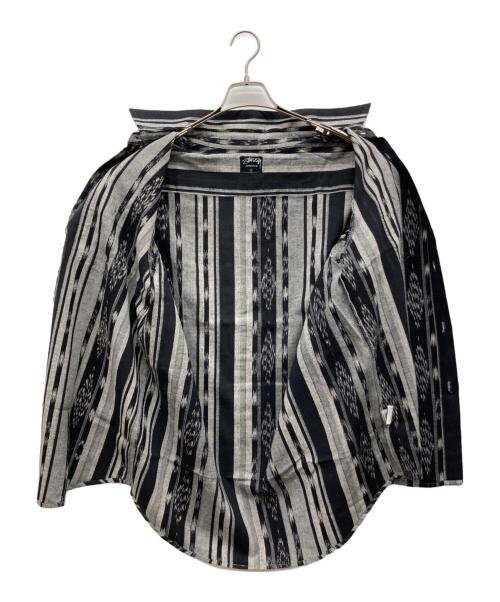 stussy（ステューシー）stussy (ステューシー) 半袖ストライプシャツ ブラック サイズ:Ｌの古着・服飾アイテム