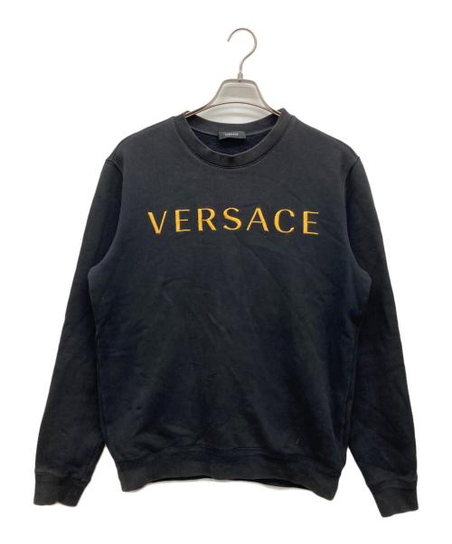VERSACE（ヴェルサーチェ）VERSACE (ヴェルサーチェ) フロント刺繍ロゴスウェット ブラック サイズ:M 180/82Aの古着・服飾アイテム