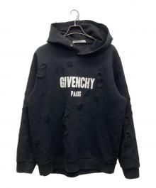 GIVENCHY（ジバンシィ）の古着「Destroyed Logo Pullover」｜ブラック