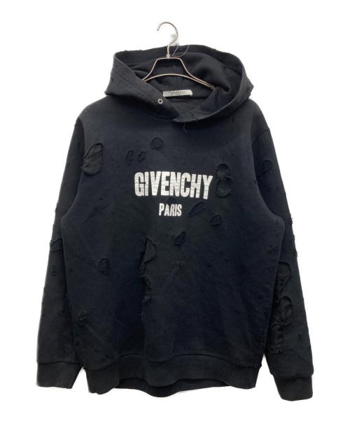 GIVENCHY（ジバンシィ）GIVENCHY (ジバンシィ) Destroyed Logo Pullover ブラック サイズ:Lの古着・服飾アイテム