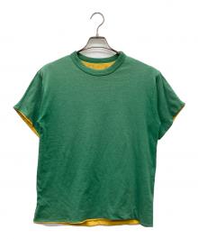 USED（ユーズド）の古着「ダブルフェイスtシャツ」｜グリーン×イエロー