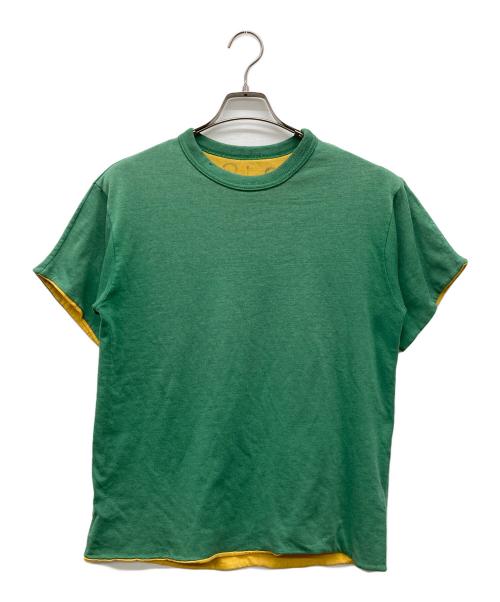 USED（ユーズド）USED (ユーズド) ダブルフェイスtシャツ グリーン×イエロー サイズ:なしの古着・服飾アイテム