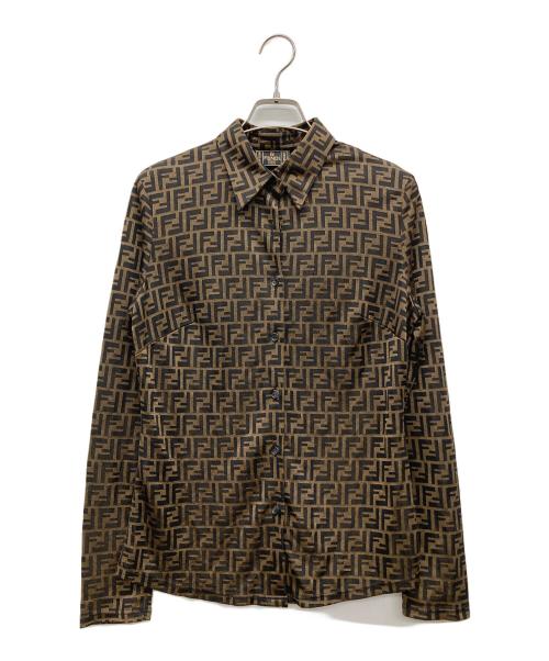 FENDI（フェンディ）FENDI (フェンディ) ズッカ柄長袖シャツ ブラウン×ブラック サイズ:44の古着・服飾アイテム