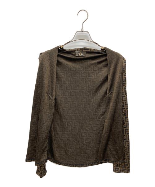 FENDI（フェンディ）FENDI (フェンディ) ズッカ柄長袖シャツ ブラウン×ブラック サイズ:44の古着・服飾アイテム