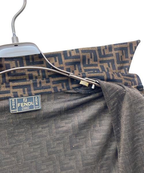 FENDI（フェンディ）FENDI (フェンディ) ズッカ柄長袖シャツ ブラウン×ブラック サイズ:44の古着・服飾アイテム