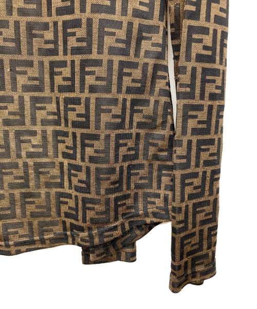 FENDI（フェンディ）FENDI (フェンディ) ズッカ柄長袖シャツ ブラウン×ブラック サイズ:44の古着・服飾アイテム