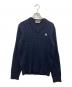 FRED PERRY（フレッドペリー）の古着「Vネックケーブルニット」｜ネイビー