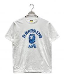 A BATHING APE（アベイシングエイプ）の古着「CAMO COLLEDE TEE」｜ホワイト×ブルー