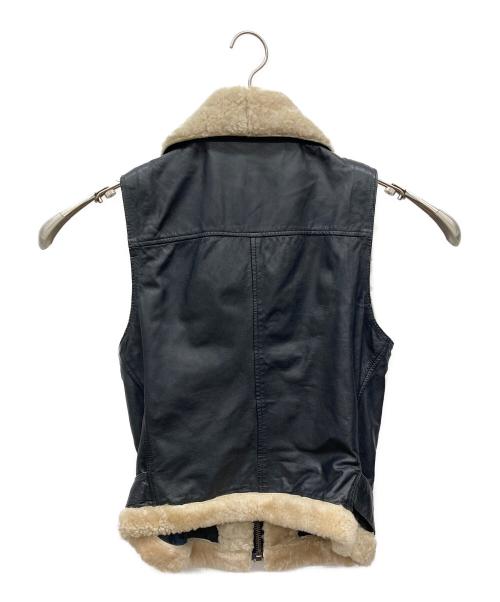 DIESEL（ディーゼル）DIESEL (ディーゼル) ムートンレザーベスト ブラック サイズ:Ｓの古着・服飾アイテム