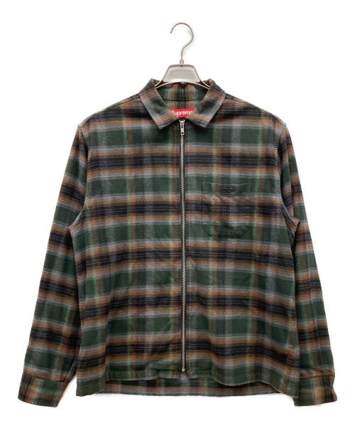SUPREME（シュプリーム）Supreme (シュプリーム) Shadow Plaid Flannel Zip Up Shirt グリーン サイズ:Mの古着・服飾アイテム