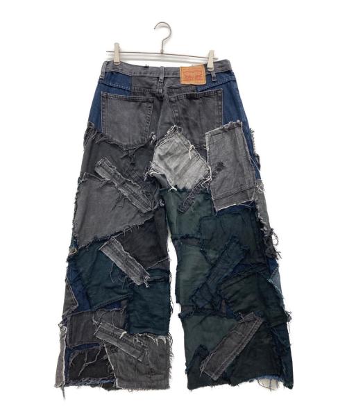 USED（ユーズド）USED (ユーズド) パッチワークデニムパンツ ブラック サイズ:なしの古着・服飾アイテム