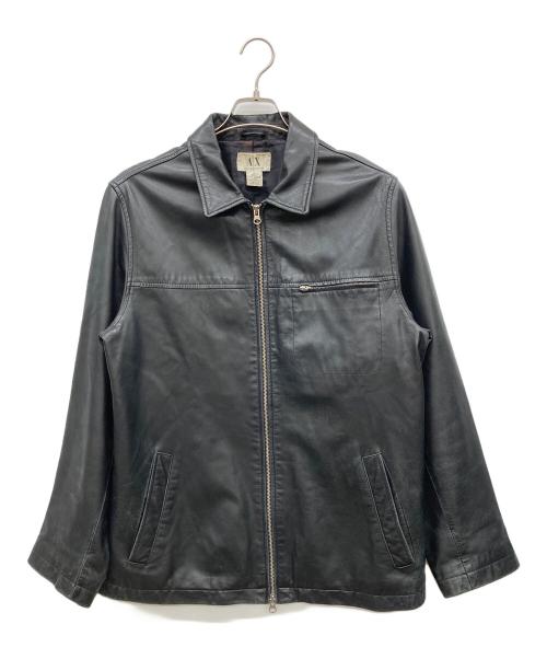 ARMANI EXCHANGE（アルマーニ エクスチェンジ）ARMANI EXCHANGE (アルマーニ エクスチェンジ) ジップアップレザージャケット ブラック サイズ:Mの古着・服飾アイテム