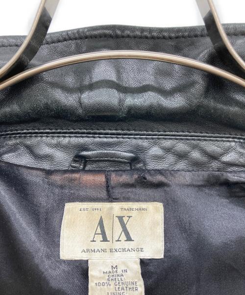 ARMANI EXCHANGE（アルマーニ エクスチェンジ）ARMANI EXCHANGE (アルマーニ エクスチェンジ) ジップアップレザージャケット ブラック サイズ:Mの古着・服飾アイテム