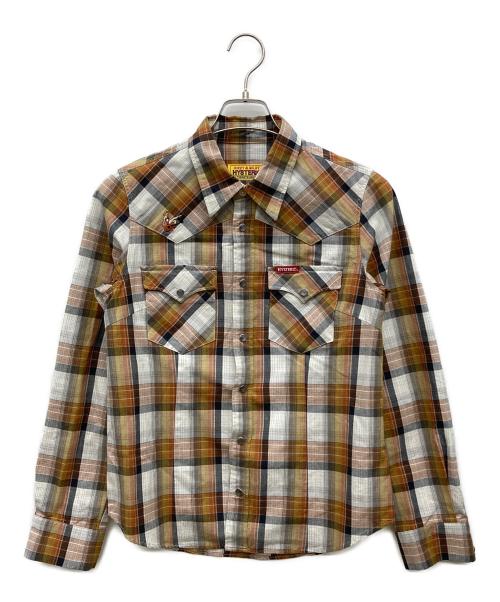 Hysteric Glamour（ヒステリックグラマー）Hysteric Glamour (ヒステリックグラマー) GIVE ME MUSIC刺繍ウエスタンシャツ ブラウン サイズ:Mの古着・服飾アイテム