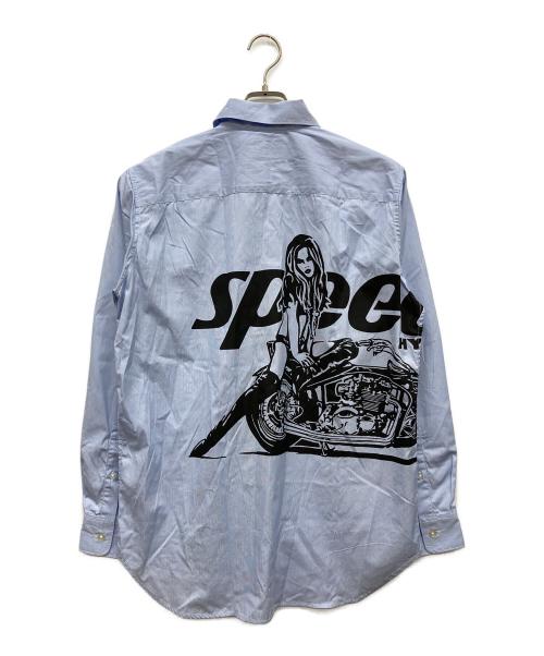 Hysteric Glamour（ヒステリックグラマー）Hysteric Glamour (ヒステリックグラマー) SPEEDSTER レギュラーカラーシャツ スカイブルー サイズ:Mの古着・服飾アイテム