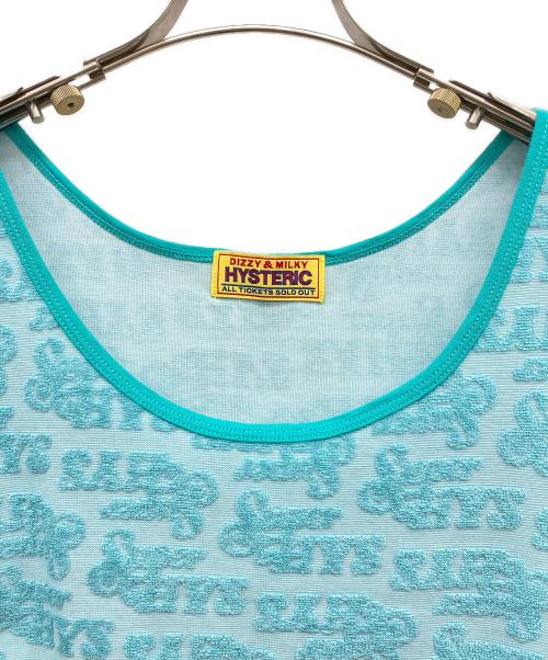 Hysteric Glamour（ヒステリックグラマー）Hysteric Glamour (ヒステリックグラマー) SUPER HYS MONOGRAM柄タンクトップ スカイブルー サイズ:FREEの古着・服飾アイテム