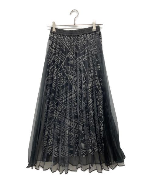 Hysteric Glamour（ヒステリックグラマー）Hysteric Glamour (ヒステリックグラマー) DIZZY＆MILKY柄 プリーツロングスカート ブラック サイズ:FREEの古着・服飾アイテム