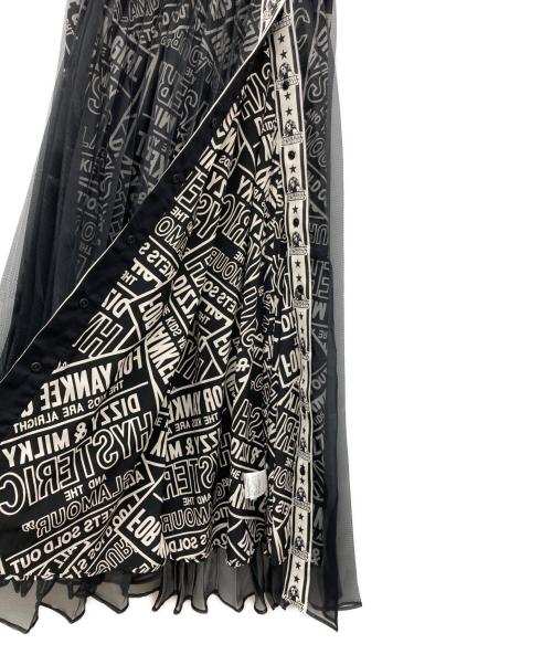 Hysteric Glamour（ヒステリックグラマー）Hysteric Glamour (ヒステリックグラマー) DIZZY＆MILKY柄 プリーツロングスカート ブラック サイズ:FREEの古着・服飾アイテム