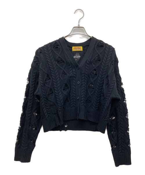 Hysteric Glamour（ヒステリックグラマー）Hysteric Glamour (ヒステリックグラマー) ショート丈クラッシュカーディガン ブラック サイズ:Freeの古着・服飾アイテム