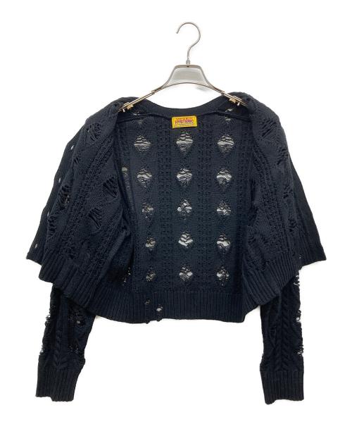Hysteric Glamour（ヒステリックグラマー）Hysteric Glamour (ヒステリックグラマー) ショート丈クラッシュカーディガン ブラック サイズ:Freeの古着・服飾アイテム